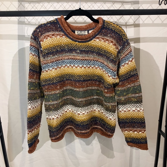 Cutest Retro Striped Knit Sweater w Rolled Hems & Neckline - Picture 1 of 5